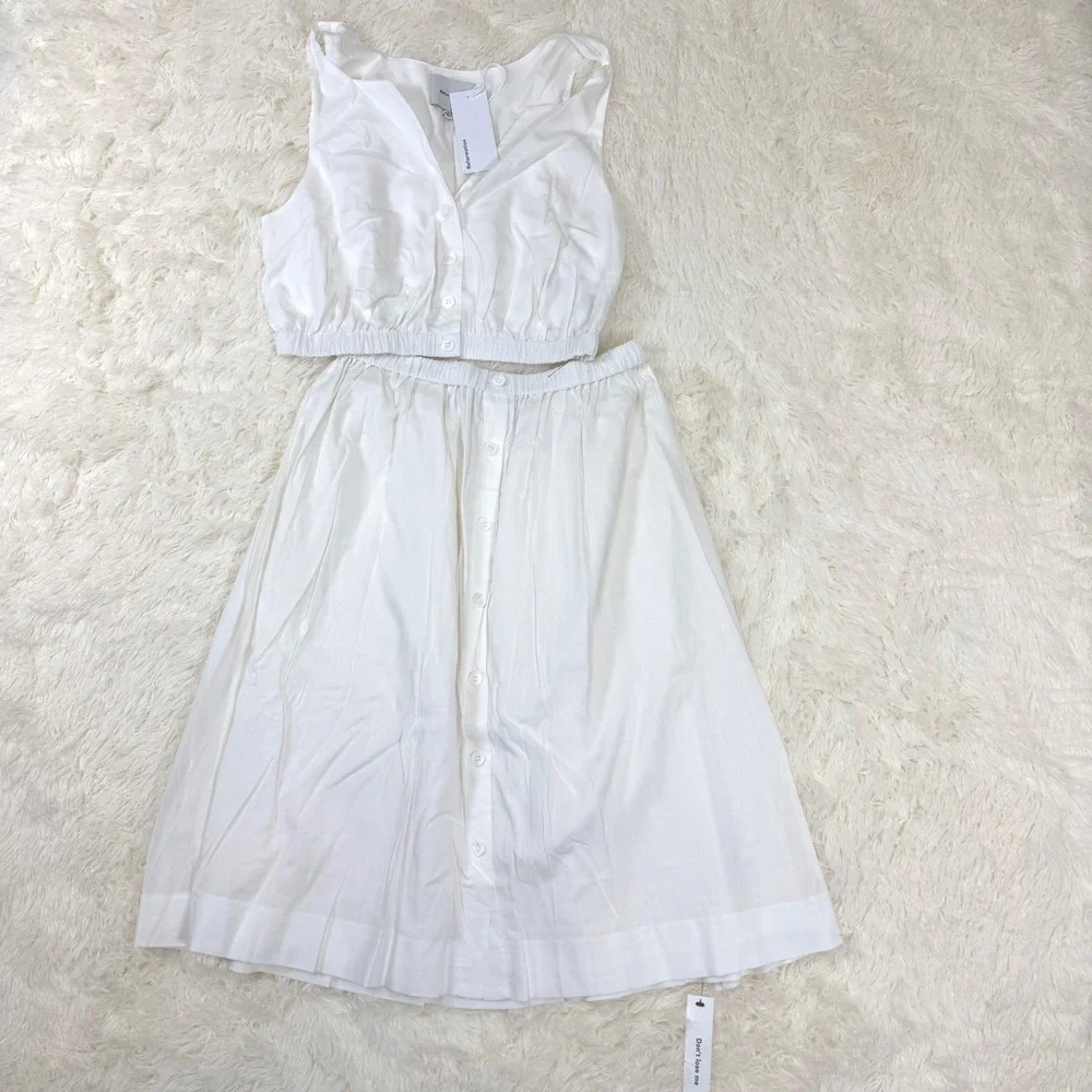 NWT Reformation Naya Two Piece Skirt Set Womens Small Off- White Summer Vacation